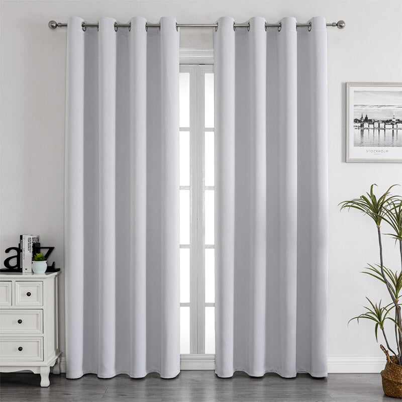 Grommet Solid Blackout Curtains for Bedroom and Living Room Window Drapes Thermal Insulated Room Darkening Curtains