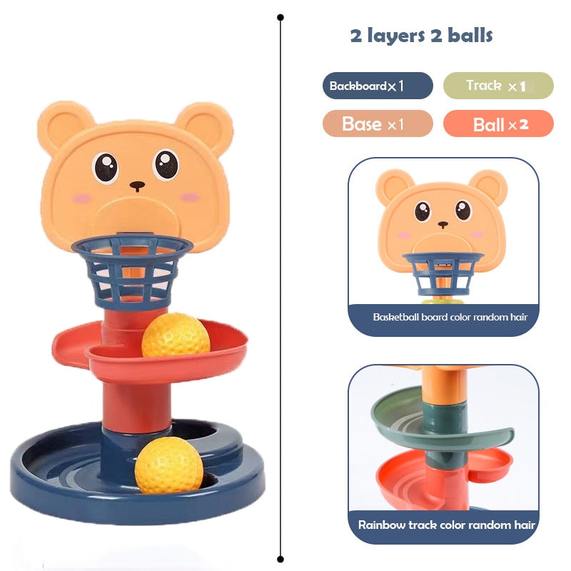 Baby Toys Rolling Ball Pile Tower Early Educational Toy For Babies Rotating Track Educational Baby Gift Stacking Toy For Kids
