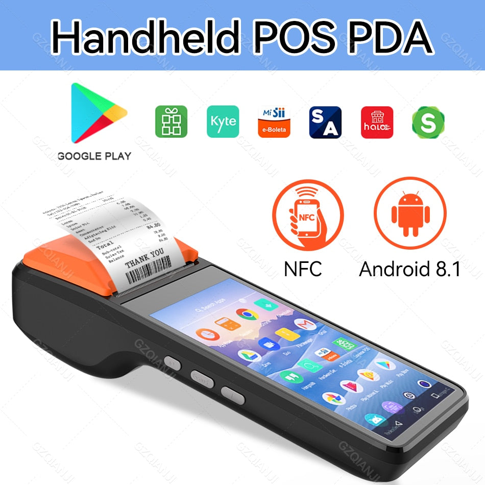 POS PDA Terminal Handheld 3G WiFi 58mm Thermal Receipt Printer Android 8.1 for Loyverse Brazil Football Betting app NFC PDA G15