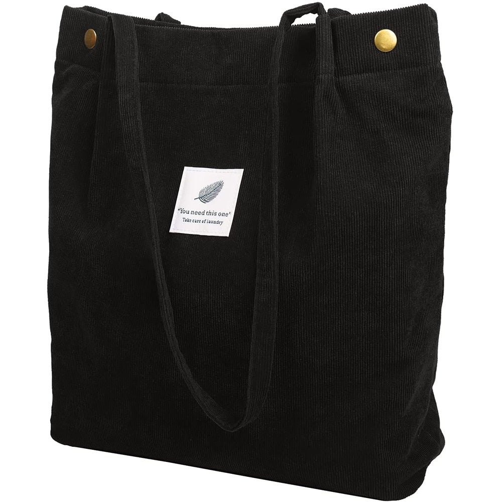 Women Corduroy Shopping Bag Girl Canvas Cloth Shoulder Bag Environmental Storage Handbag Reusable Foldable Eco Grocery Totes