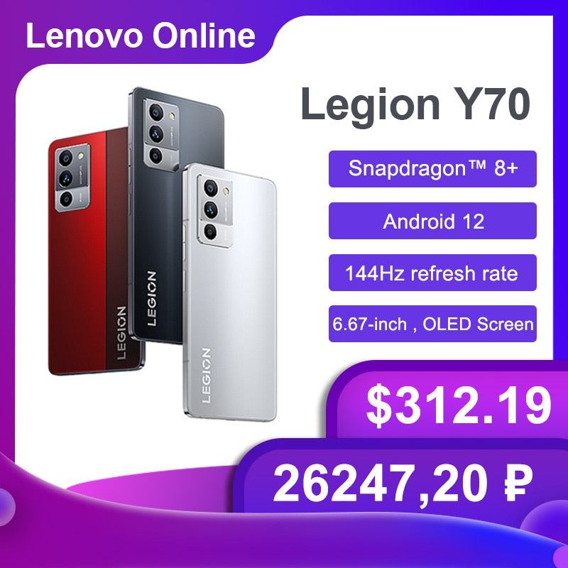 Lenovo Legion Y70 Gaming SmartPhone 6.67 Inch 144Hz OLED,Snapdragon 8+ Gen1,50MP Triple Camera,68W Charge NFC Original Firmware