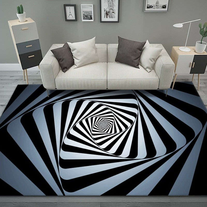 wangart 3D Vortex Illusion Carpet Entrance Door Floor Mat Abstract Geometric Optical Doormat Non-slip Floor Mat Living Room
