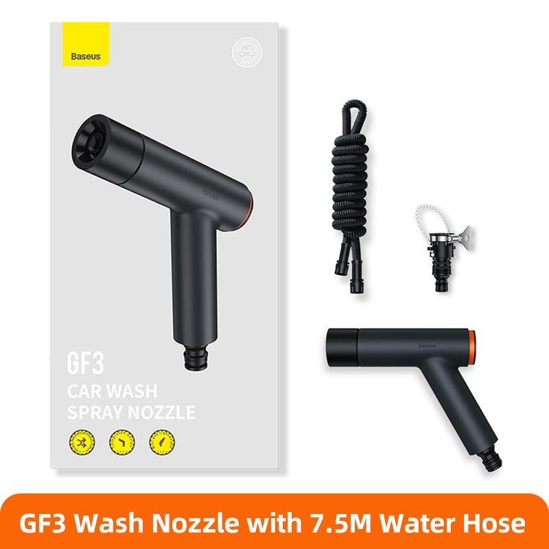 Baseus Car Water Gun High Pressure Washer Turbo Spray Nozzle with Hose Hand Sprayer Gun for Home Garden Car Cleaning Accessories