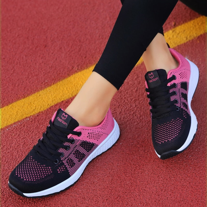 Wedges Shoes for Women Sneakers Mesh Breathable Casual Female Shoes Flat Light Lace-Up Summer Running Shoes Woman Vulcanize Shoe