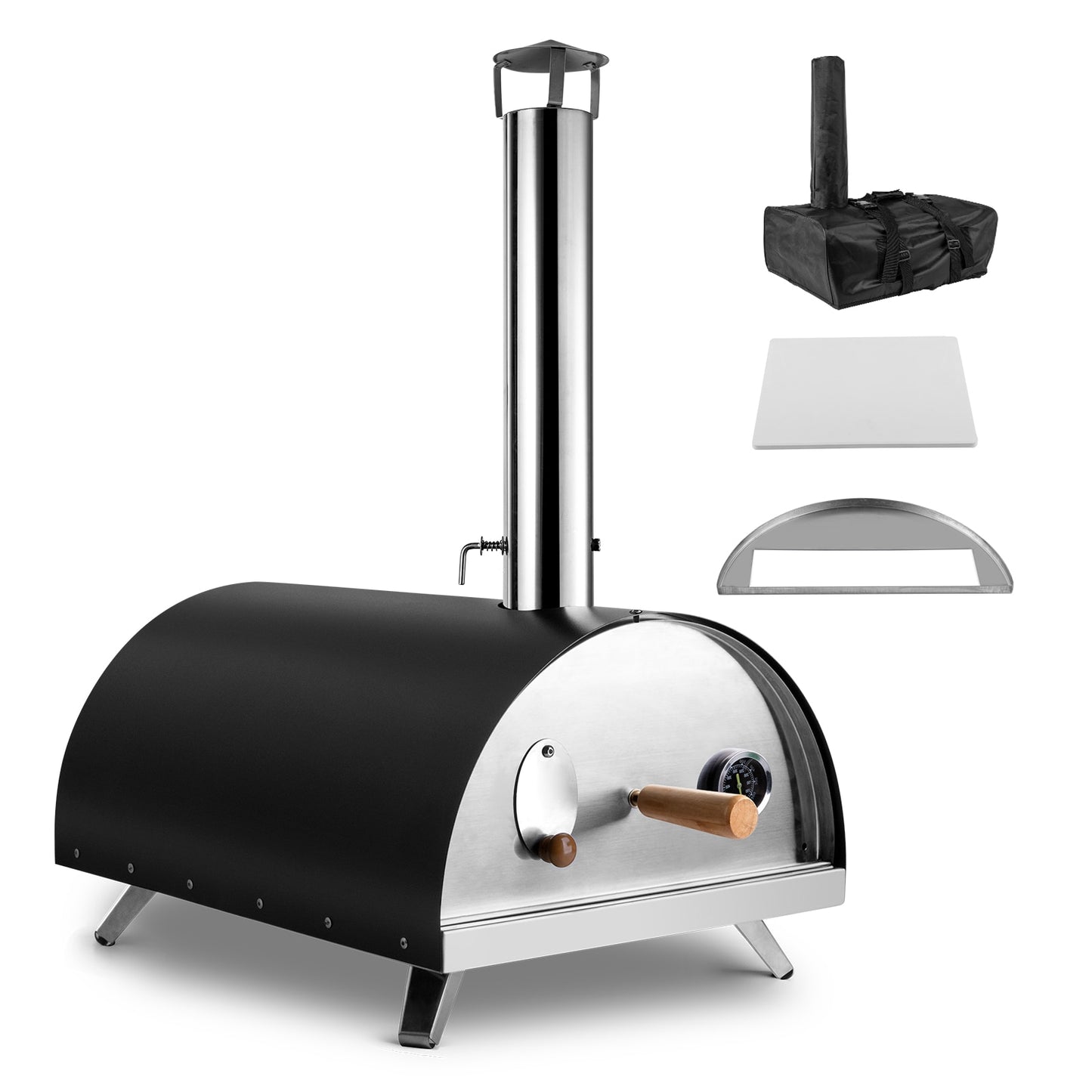 CHANGEMOORE  12 Inch Portable Outdoor Pizza Oven Pizza Maker Wood-Fired Adiabatic Pizza Machine Wood Pellet Burning Pizza Oven