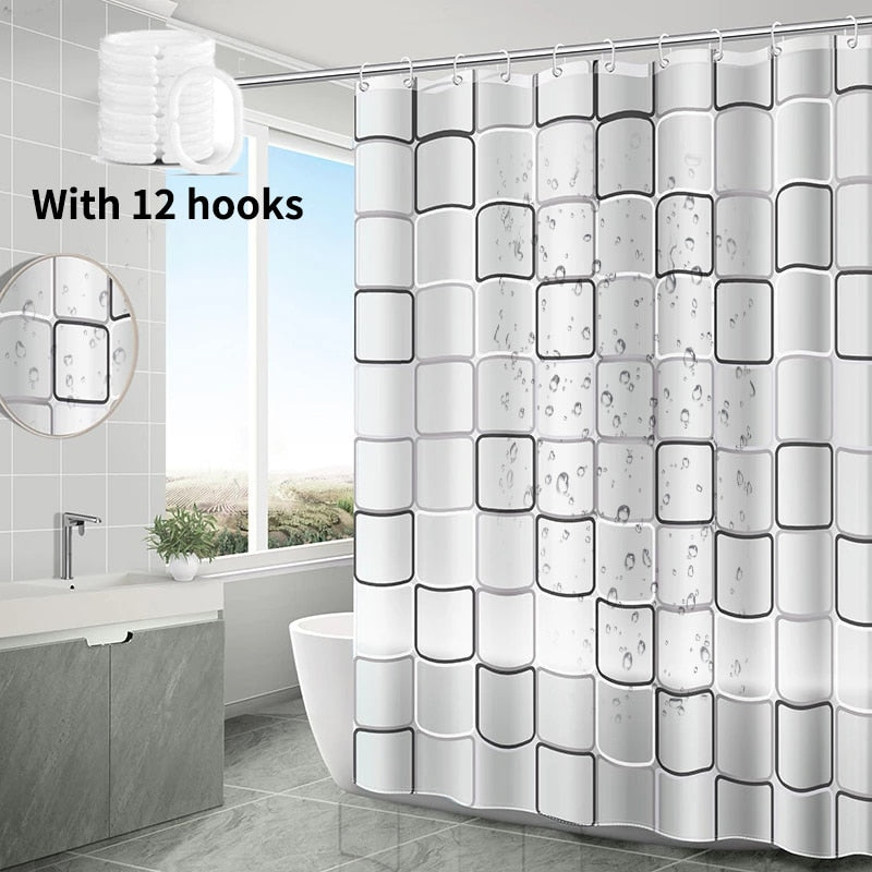 Waterproof Shower Curtain Mildew Proof Durable Bathroom Screens With Hook Modern Printed Bathtub Curtains Bathroom Accessories