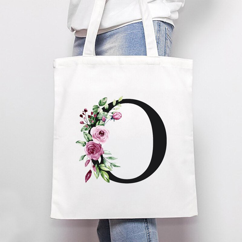 Women's Bags Shoulder Bags Simple Letter Print Large-capacity Shopping Bags Fashion White  All-match Canvas Student Handbags