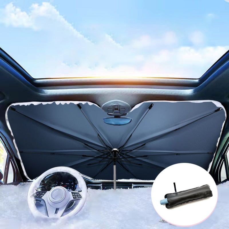 New Car Windshield Sunshade Umbrella Celadon Handle Opening Design  Front Windshield Parasol V-shaped for EV Sun Protection