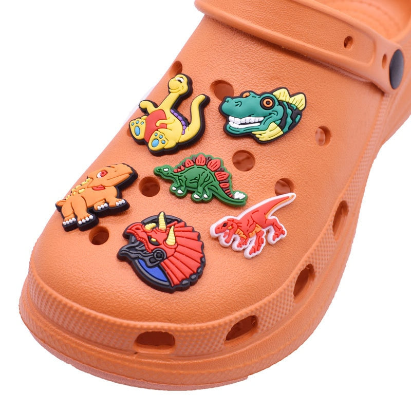 Single Sale PVC croc shoes charms dinosaur cartoon Accessories jibz for croc clogs shoe Decorations man kids gifts