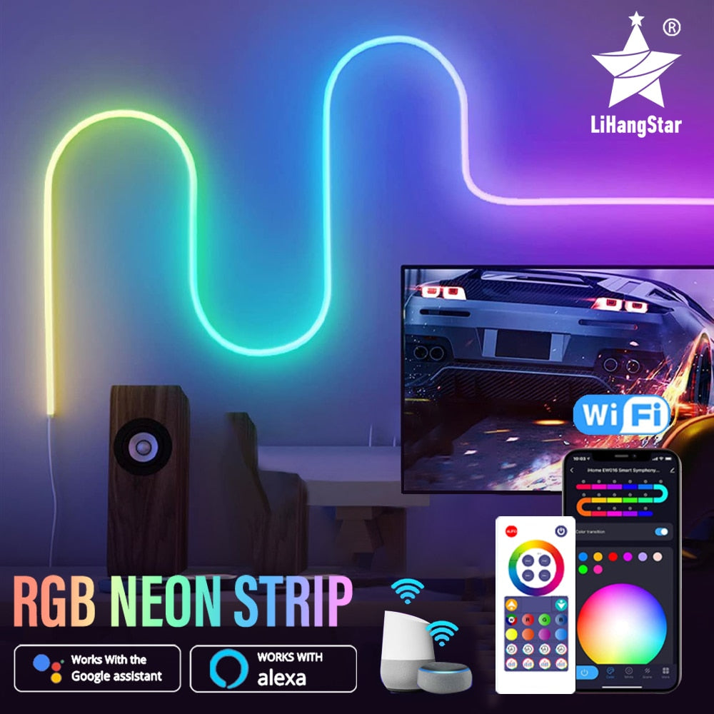 RGBIC Neon Light with WIFI Neon Rope Light DIY Light Bar APP Control Music Sync TV Backlight Game Living Room Bedroom Decoration