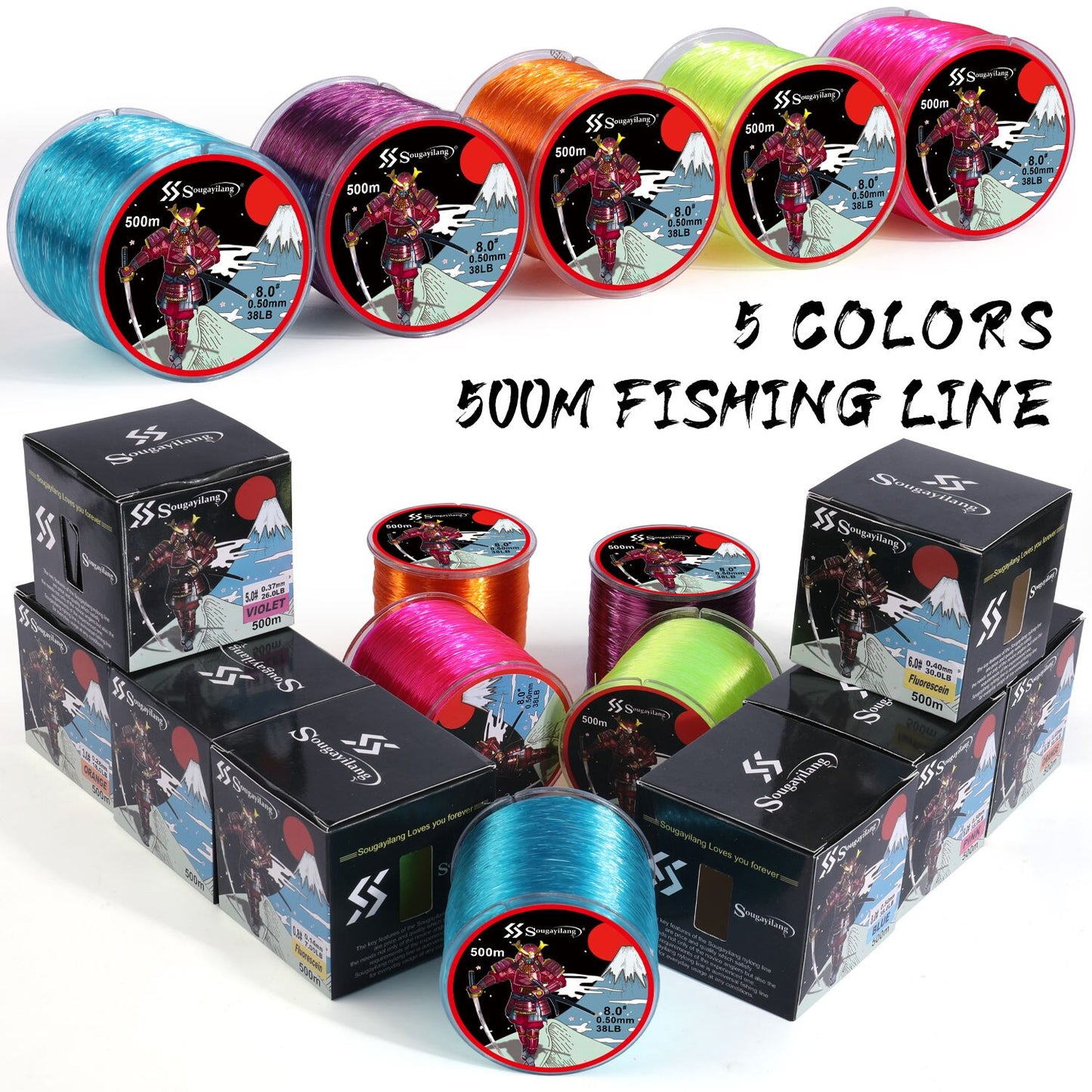 Sougayilang 500m Japan Nylon Fishing Line 7-38LB 0.14mm-0.5mm  Super Strong Fluorocarbon Monofilament Nylon Line Fishing Goods