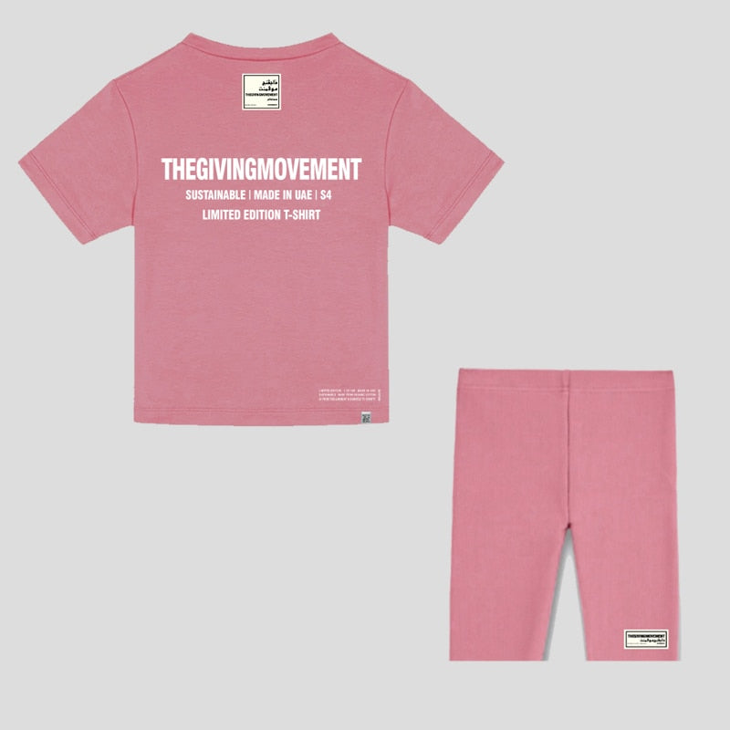 Children's T-shirts+Shorts for Teens Girl Bottom Leggings 3-12years Girls Knee Length Kid Five Pants Summer Soild Color Set