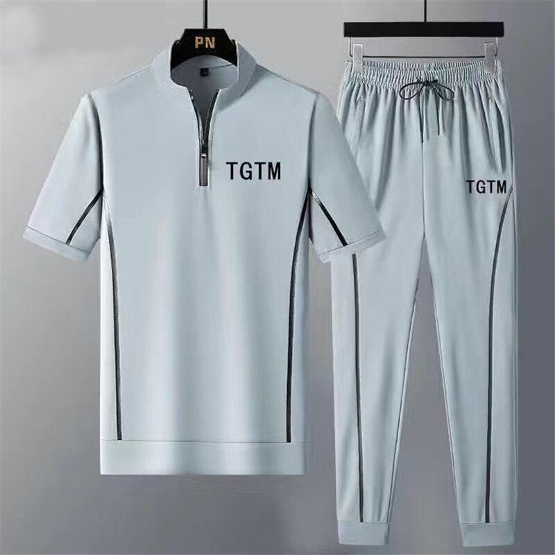 Men's Sets Summer Tracksuit  Thin T-shirts and Pants Keep Cool Men Clothing