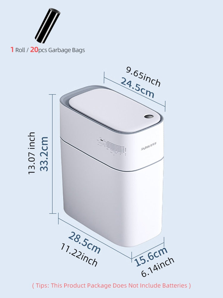 Joybos Automatic Bagging Sensor Trash Can, 14L Home Toilet Kitchen Smart Trash Can Narrow Bathroom Trash Can Smart Home