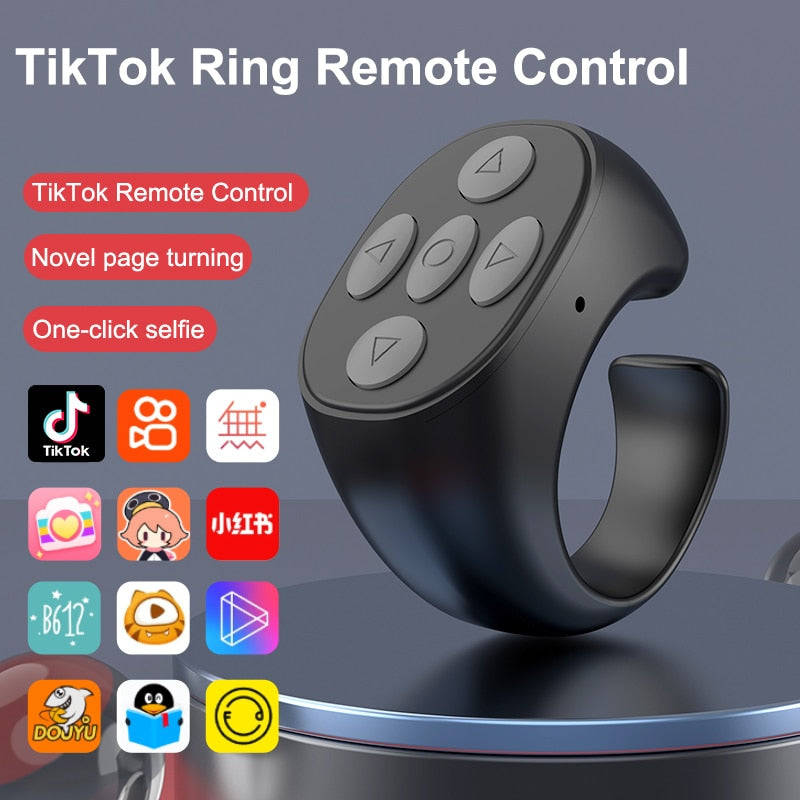 2022 Bluetooth Tiktok Remote Control Ring Gadget Flipping Selfie Fingertip Controller Give Likes 4 Buttons 10m for IPhone Xiaomi