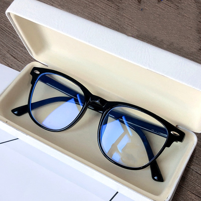 Men Women Finished Myopia Glasses Vintage Oval Frame Blue Light Blocking Eyeglasses Nearsighted Glasses Prescription 0 To -6.0