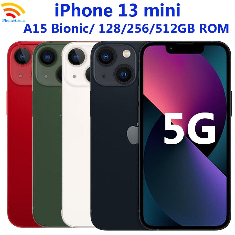 Original iPhone 13 Mini 5G 5.4" 13mini RAM 4GB ROM 128GB 256GB Super Retina XDR OLED Dual 12MP Apple A15 Bionic NFC Face ID