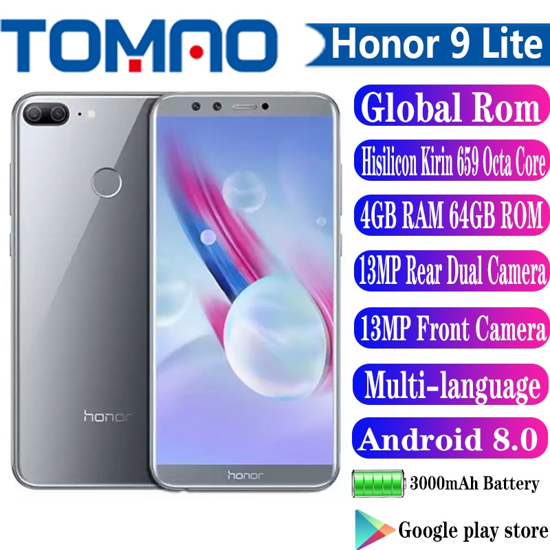 Global Rom Honor 9 Lite Cell phone 3000mAh Android 8 Hisilicon Kirin 659 3GB 4GB RAM 32GB 64GB ROM 5.65" 13MP Rear Dual Cameras