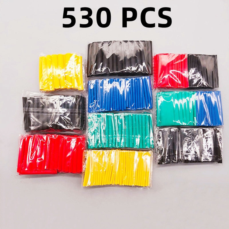 530/625 PCS,Polyolefin Shrinking Assorted Heat Shrink Tube Wire Cable Insulated Sleeving Tubing Set 2:1 Waterproof Pipe Sleeve