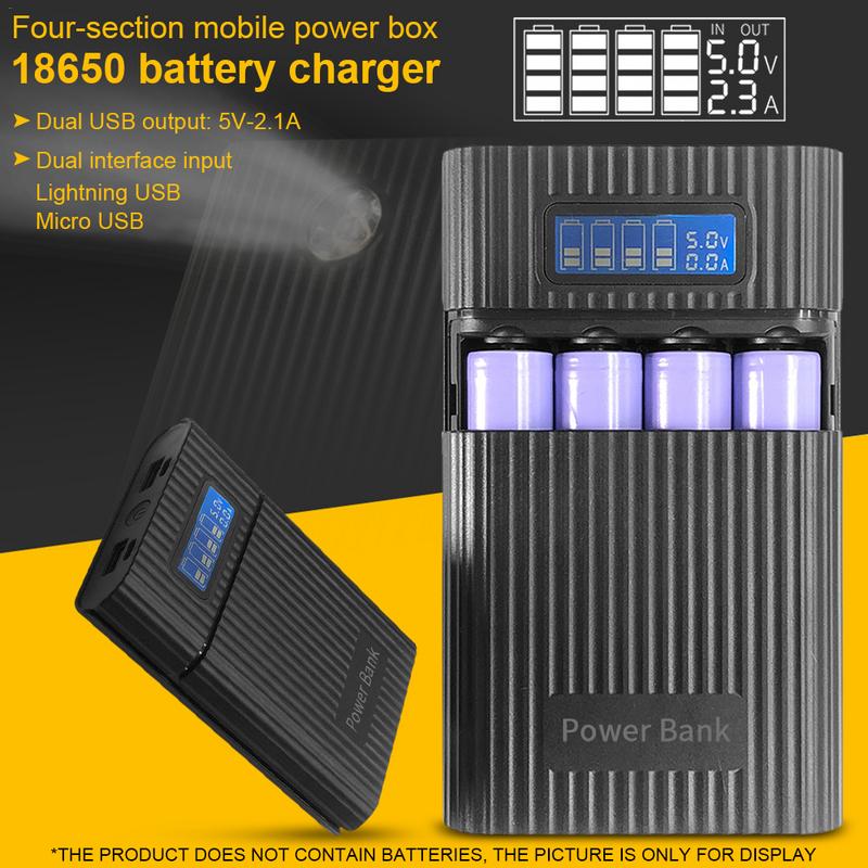 18650 Charger Power Box Power Bank Case DIY Box Digital Display Mobile Power Fast Charge Mobile Power Box For Phone No Batteries