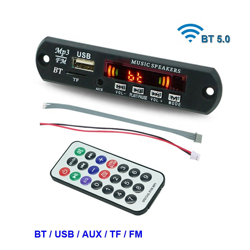 Bluetooth 5.0 MP3/WMA/WAV/APE/FLAC Decoder Board Car Audio USB TF FM Radio Module MP3 Bluetooth Music Player