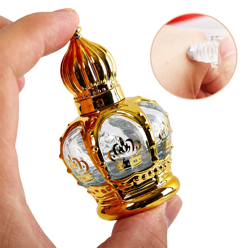 1PC 15ml Glass Essential Oil Roller Refillable Bottle Perfume Bottling Portable Travel Empty Bottles Gold Electroplated Carve