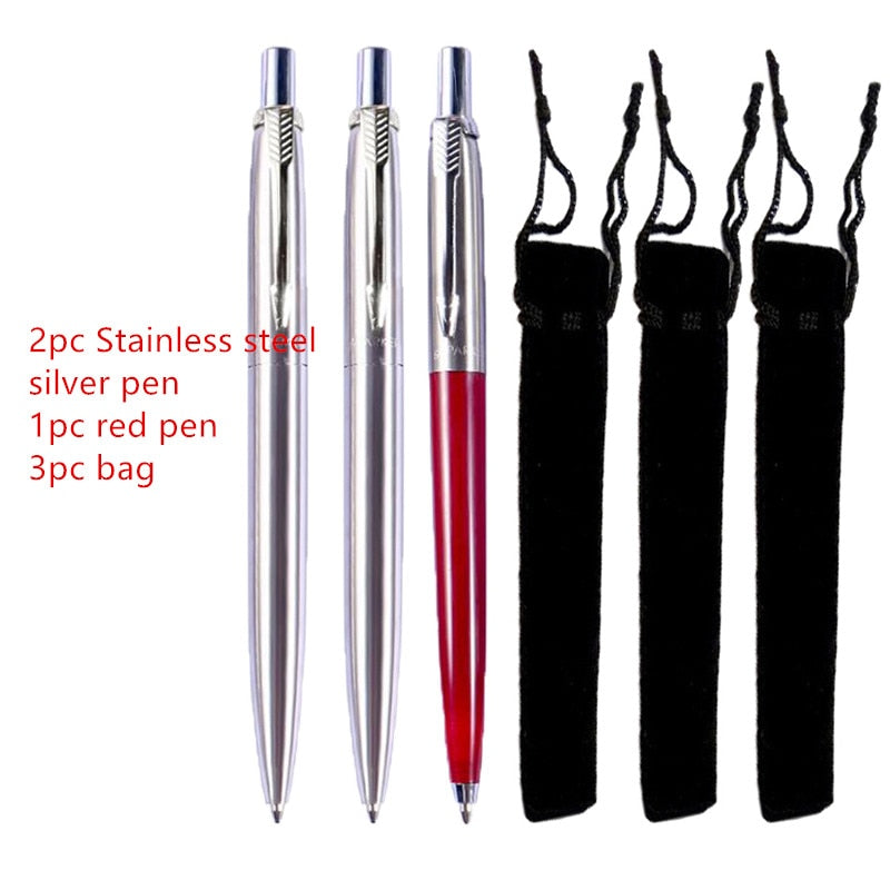 3pc Set Ballpoint Pen Press Typ Ink Pen Stainless Steel Push Stationery Office School Supplies Writing Gift Pen