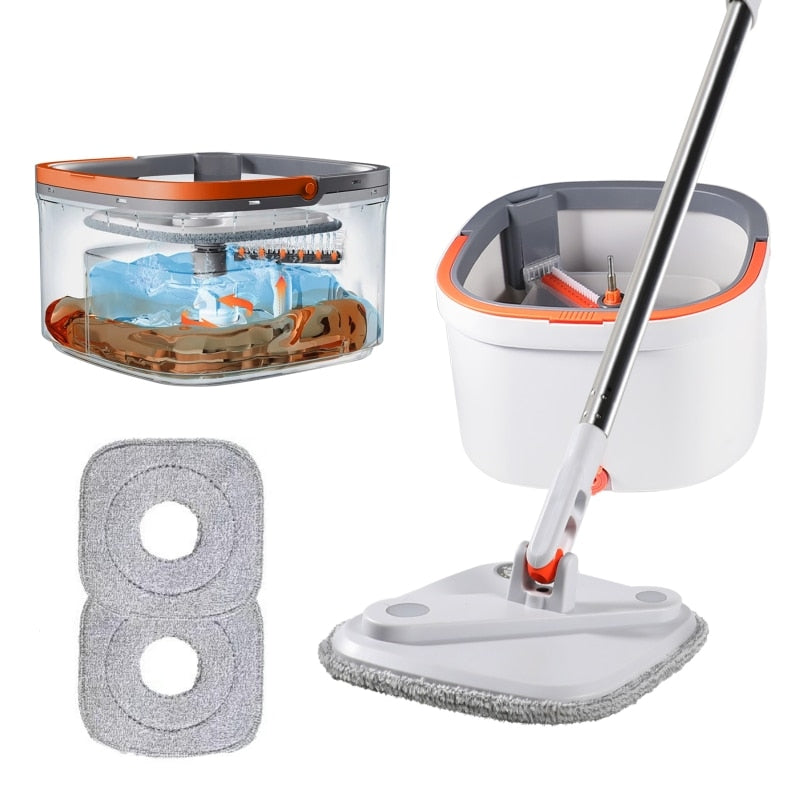 Mop Water Separation Square Mop With Bucket 3PCS Mop Heads 360 Ceaning  Microfiber Lazy Floor Floating Household Cleaning mop