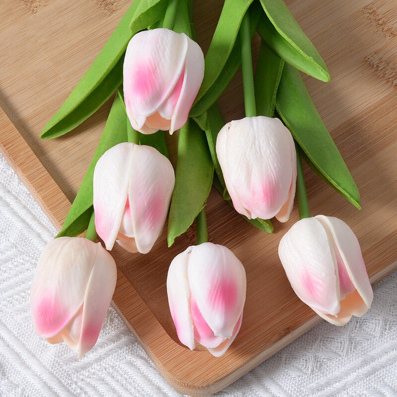 6Pcs PE foam Fake Flower For Wedding Ceremony Decor Home Garden Bouquet Decor 35 cm Tulip Flower Artificial Tulip Bouquet