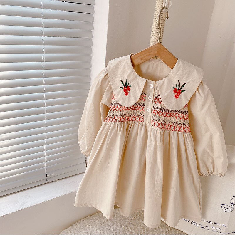 Children'S Autumn Dress 2022 New Girls Dress Casual Kids Clothes Palace Style Retro Embroidery Baby Girl Princess Dress