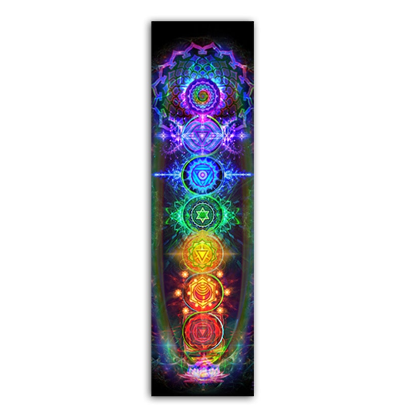 Wangart Bohemian Seven Chakras canvas Paintings Multicolor Planet Butterfly Flower Home Decoration  Painting