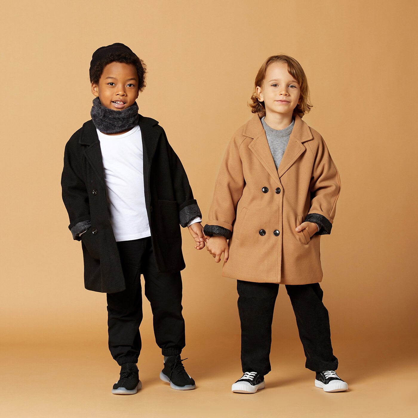 PatPat Winter Kids Boys Girl Grid Jackets Lapel Collar Double Breasted Coat Baby Boy Trench Coat Autumn Kids Outerwear Coats