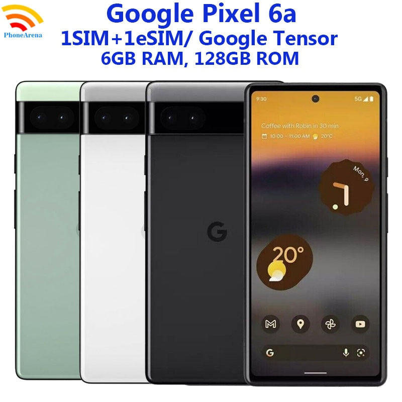 Original Google Pixel 6a 5G 6.1" 6GB RAM 128GB ROM NFC Google Tensor eSIM Octa Core Unlocked Android