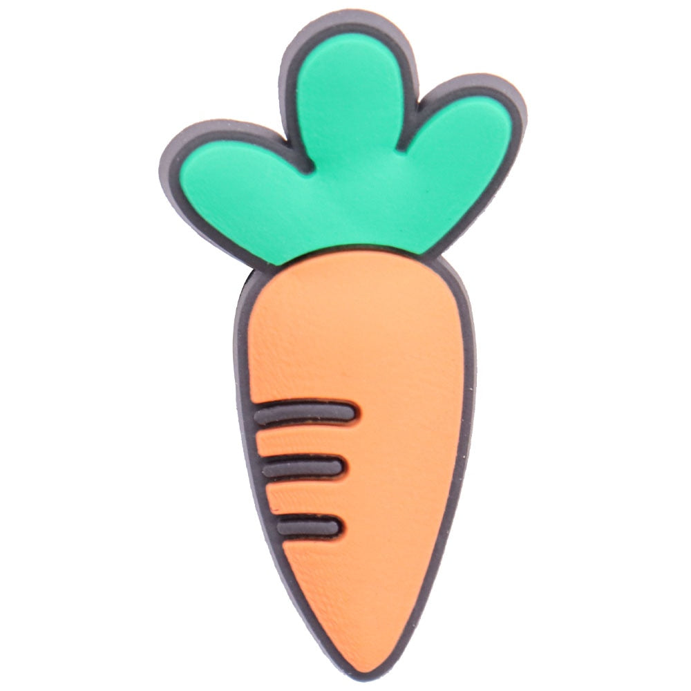 Single Sale 1Pcs Vegetable Carrot Mushroom Tomato PVC Garden Shoe Charms Shoes Decorations DIY Crocs Jibz Wristbands Kids Gift