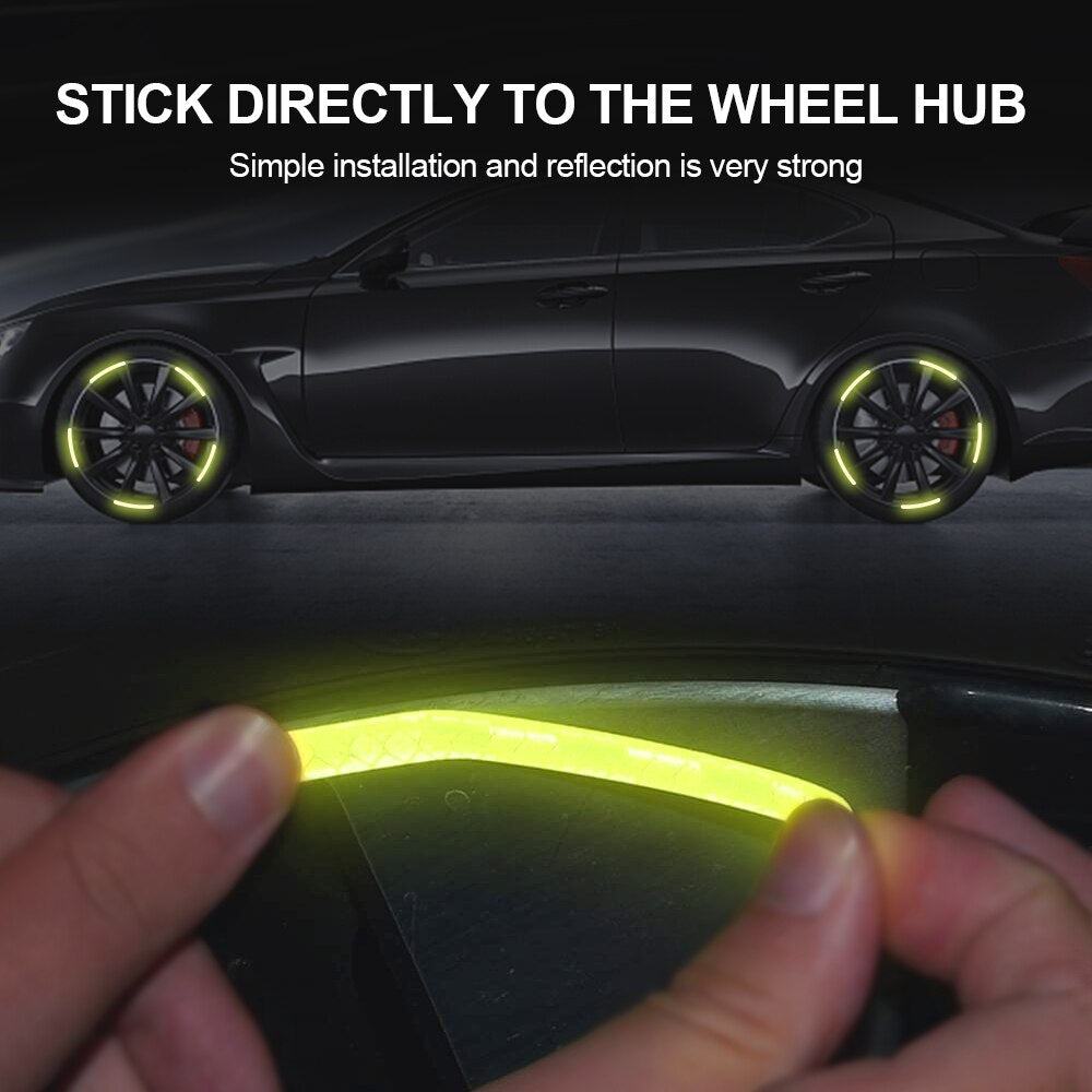 20/40/60Pcs Car Wheel Hub Sticker High Reflective Stripe Tape for Motorcycle Car Night Driving Safety Luminous Universal Sticker