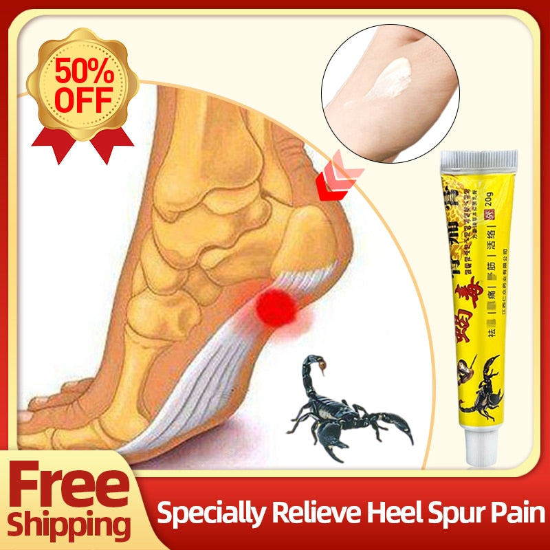 Heel Pain Treatment Cream Achilles Tendonitis Fasciitis Plantar Therapy Medicine Heel Spurs Relief Scorpion Ointment 20G