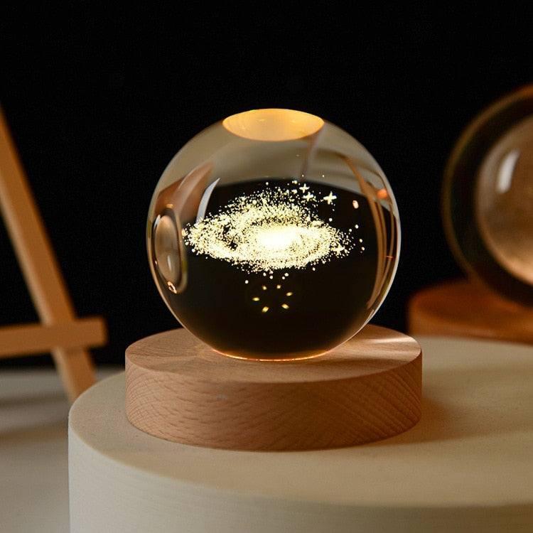 Crystal Ball Night Light Science Space Astronomy Universe Planet Cool Presents USB Power Warm Bedside Light Night Lamp