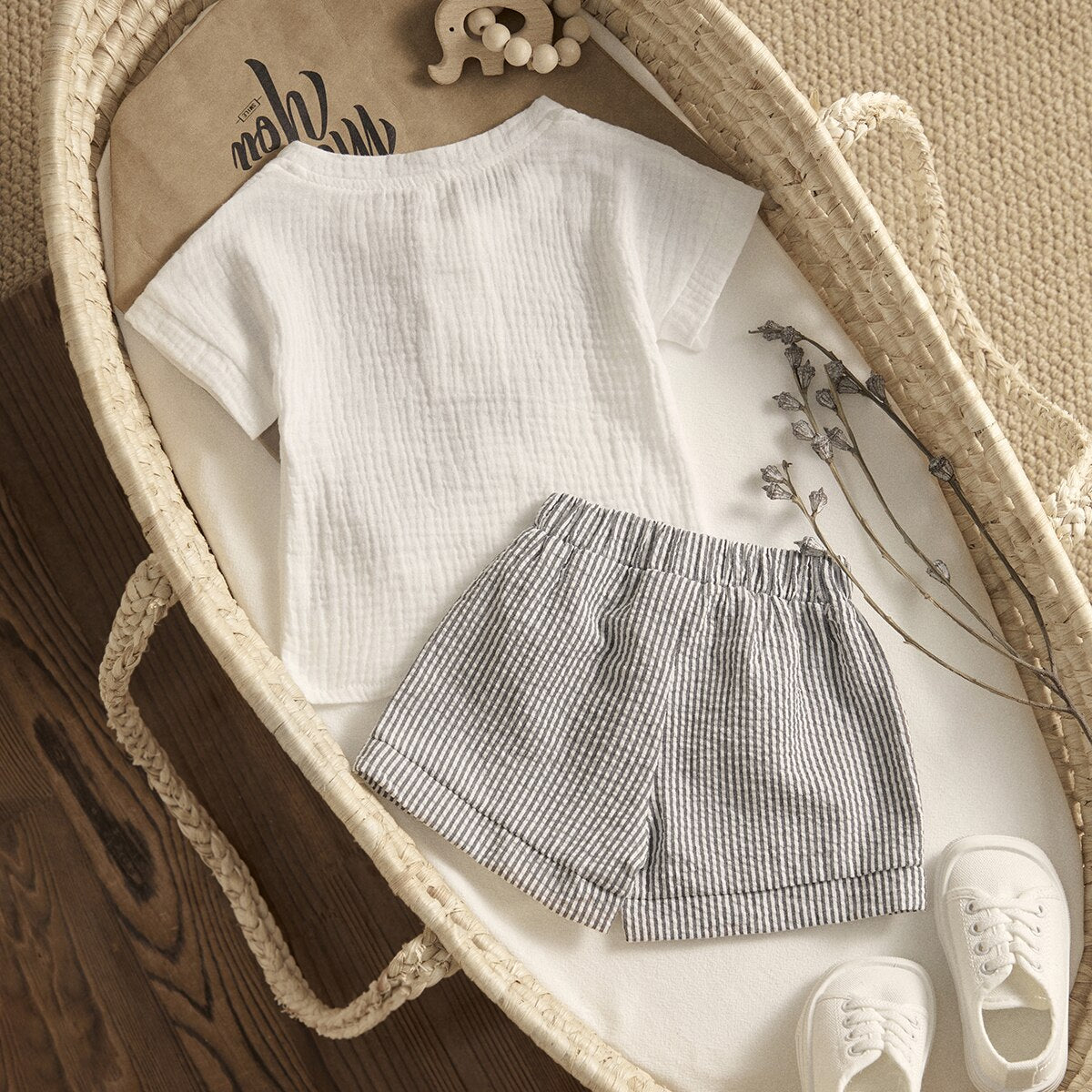 ma&baby 0-3Y Toddler Infant Kid Baby Boy Clothes Sets Soft Short Sleeve T-shirt Tops Striped Shorts Summer Outifts Clothing