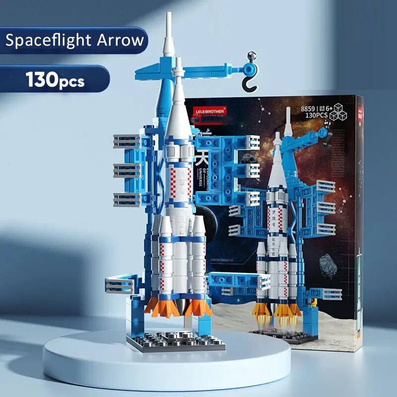 Aviation Spaceport Model Space Shuttle Rocket Launch Center Construction Building Blocks Spaceship Kids Bricks Creative Toys