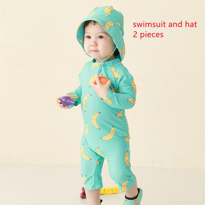 2022 Children's One Piece Swimsuit Sunscreen Quick-Dry Baby Surfing Suit for Boys Girls Swimwear Toddler Bathing Suit