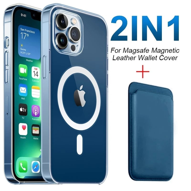 Case and Card Wallet for Magsafe Magnetic For iPhone 14 Plus 13 12 Pro Max Magnetic Card Holder and Phone Case Accessories
