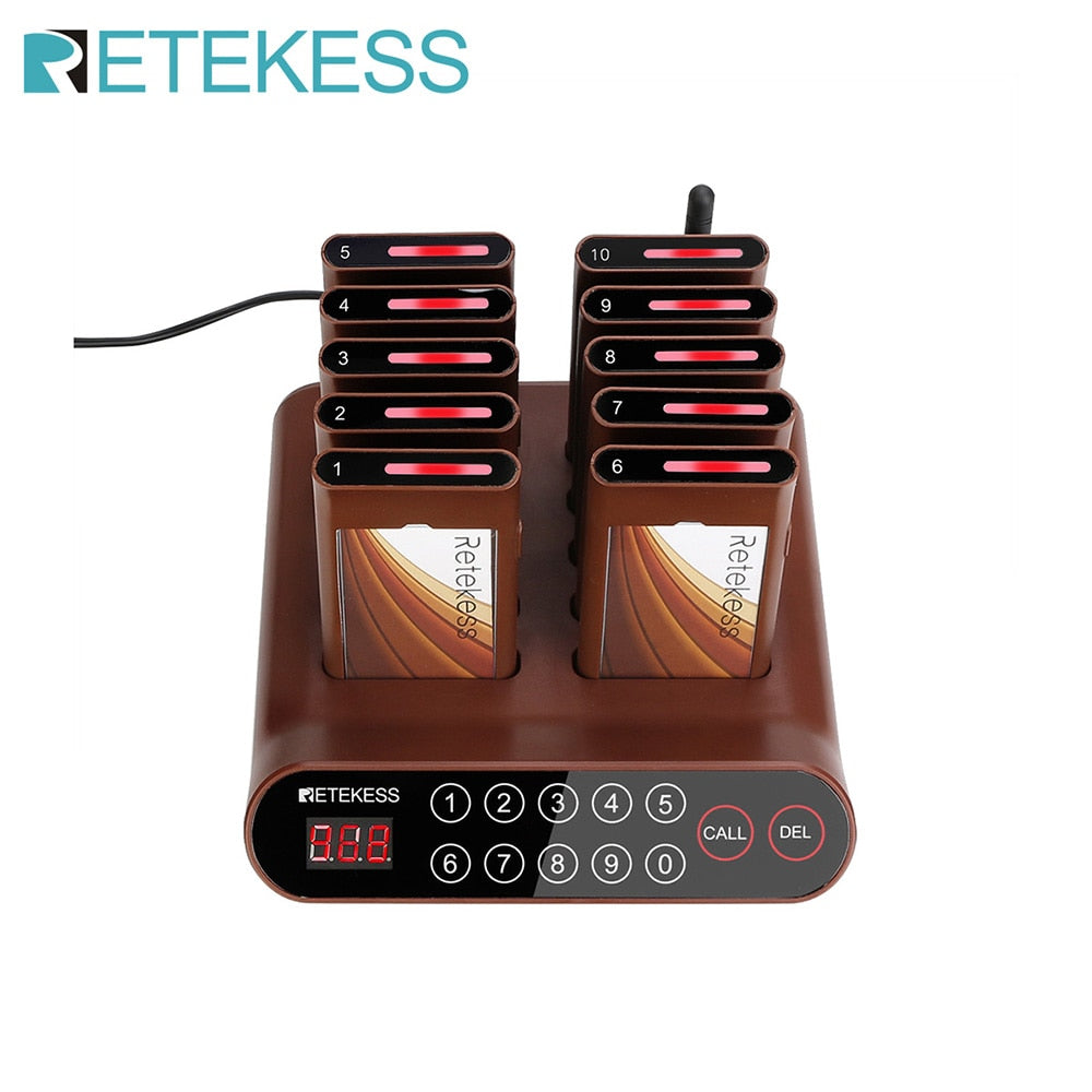 Retekess T116A Paging System Restaurant Pager Support 998 Coaster Buzzer Low Battery Indicator 5 Prompt Mode For Cafe Food Court