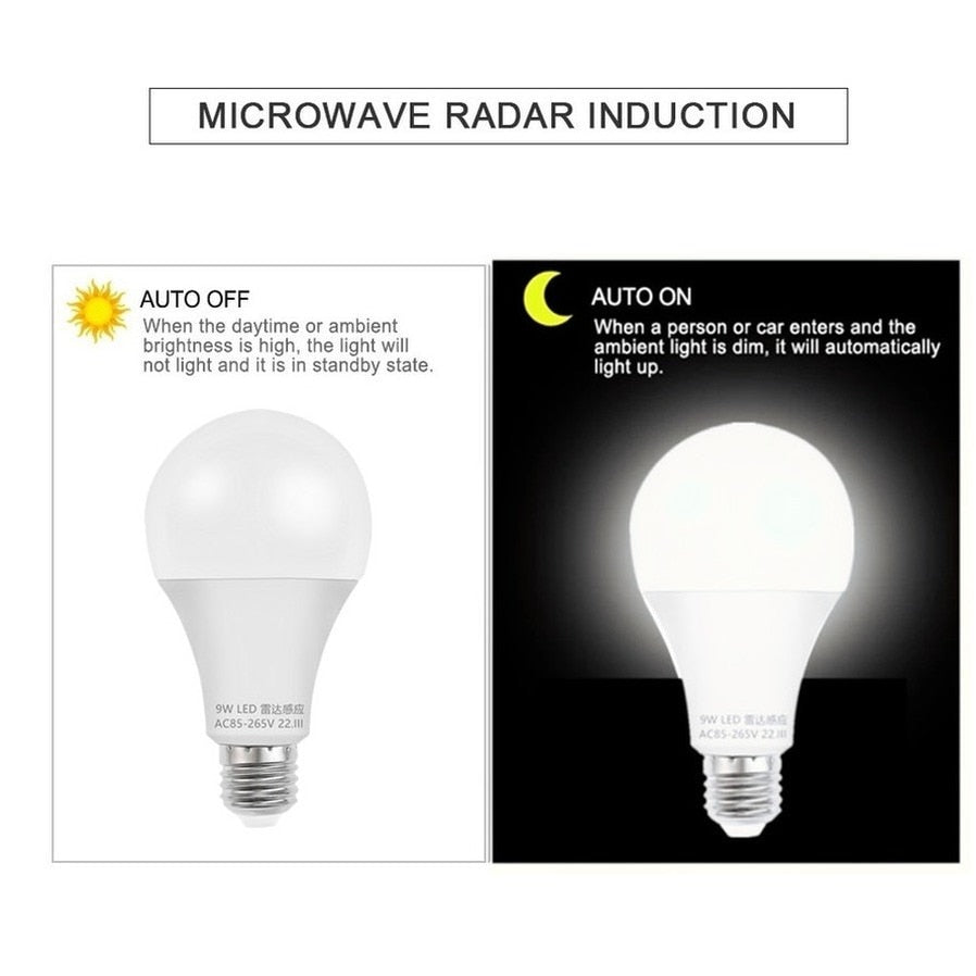 AC85V-265V E27 Microwave Radar Motion Sensor Light Bulb LED Lamp Auto Smart Infrared Bulb Energy Saving Home Porch Stair Hallway
