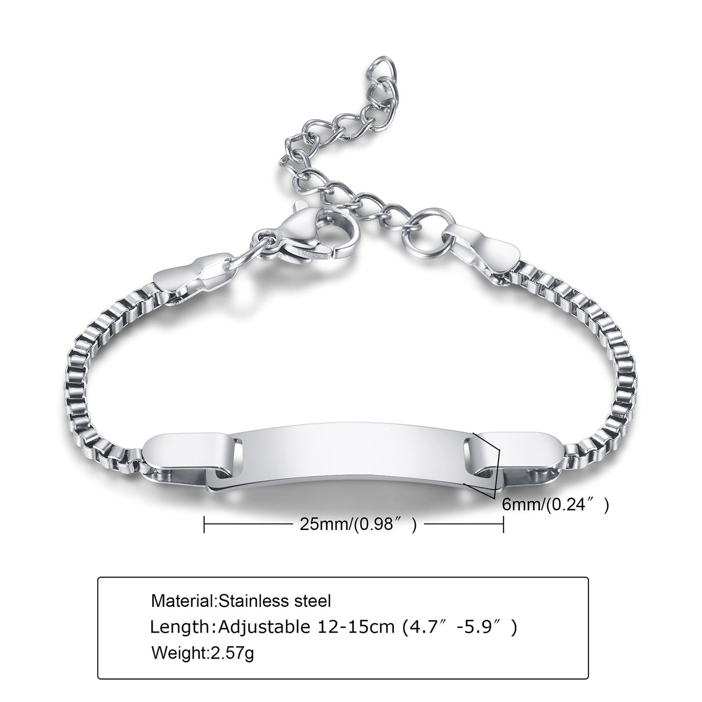 Custom Personalized Name Baby ID Bracelet, Stainless Steel Curb Chain Link Crown Bracelet Newborn Gilrs Boy Gifts Not Allergic