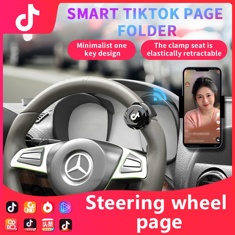 Wireless Smart Tiktok Remote Control Car Kit Page Turning Button Motorcycle Steering Wheel Short Video Controller With Clip