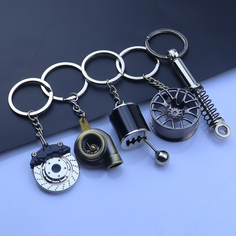 Creative gift car metal keychain turbo gear hub pendant brake disc shock absorber Pendant