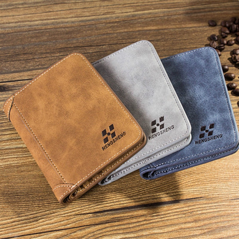 Men's Wallet Leather Billfold Slim Hipster Cowhide Credit Card/ID Holders Inserts Coin Purses Luxury Business Foldable Wallet