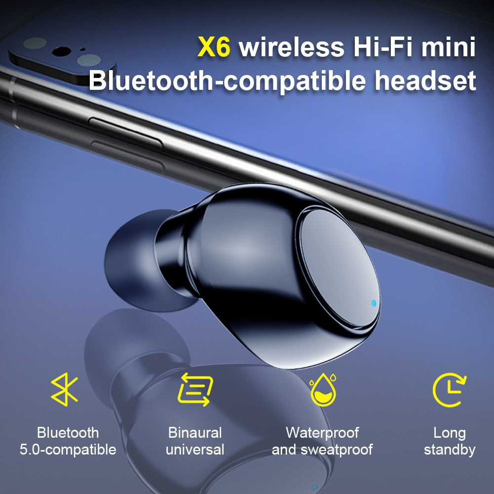 X6 Single-Side Headset Mini Bluetooth Sports Invisible Headset Car Single-Ear in-Ear 5.0 Small Headset
