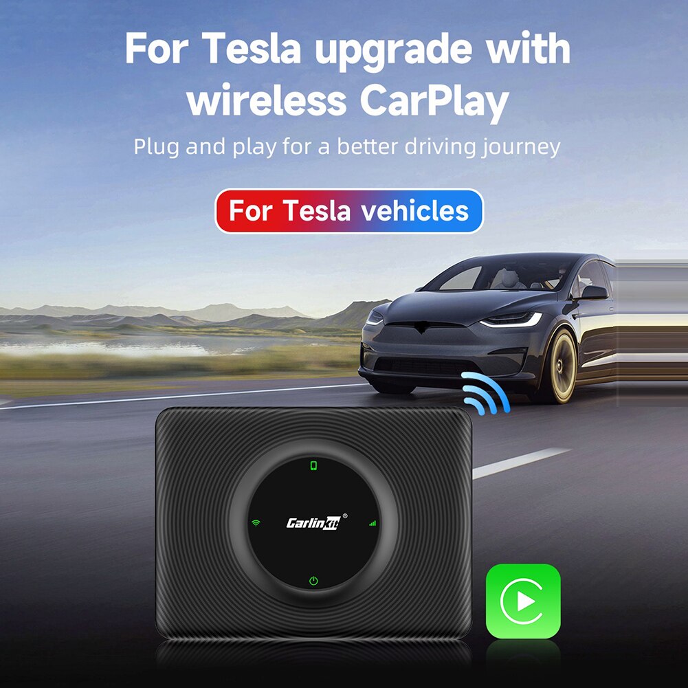 Upgrade T2C CarlinKit Mini Carplay Wireless Box WiFi Bluetooth Adapter For Tesla Model 3/ X/Y/S Apple CarPlay Dongle OTA Online