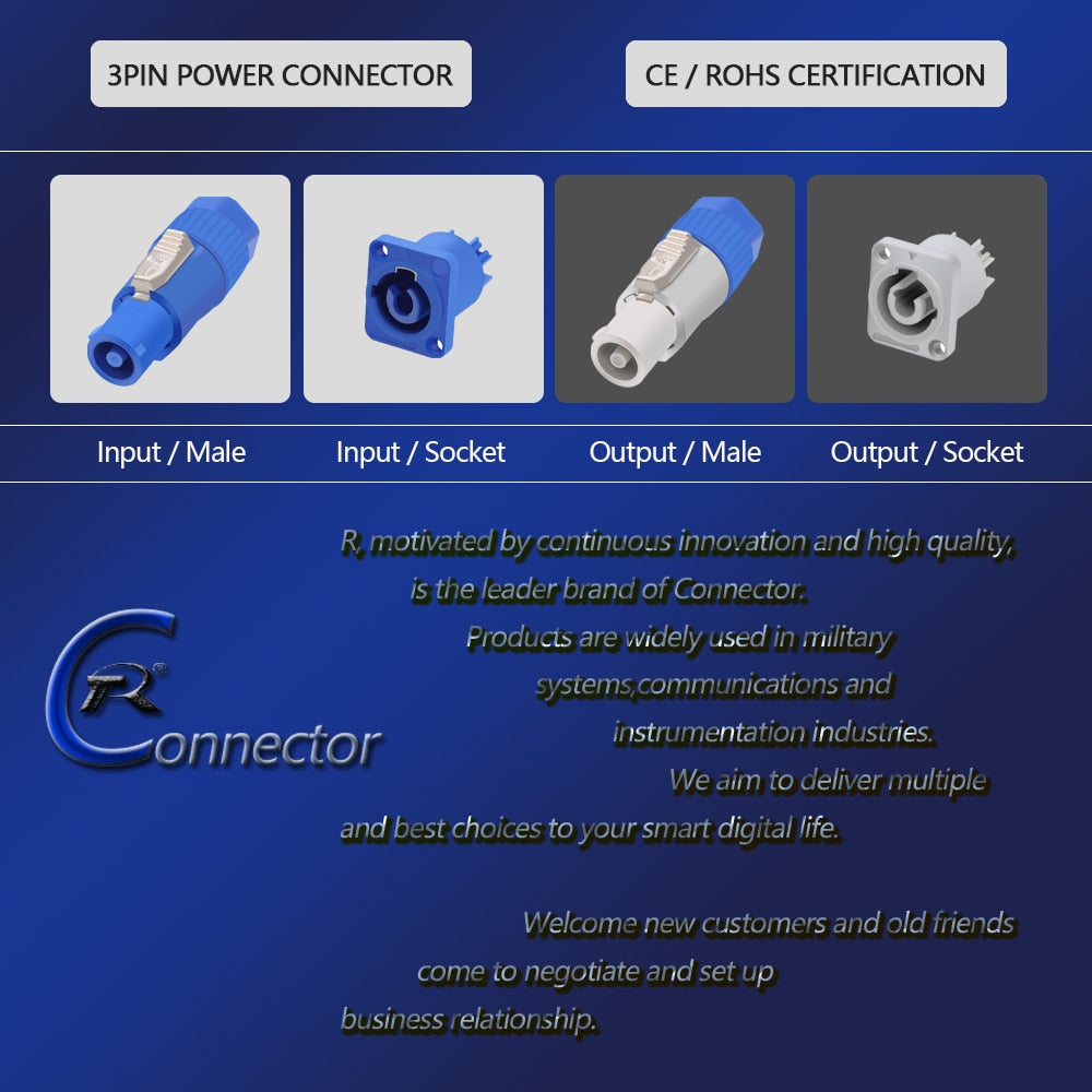 10pcs/lot 3 PIN AC Powercon Connector Male Plug NAC3FCA NAC3FCB AC Power Plug 20A/250V for Stage Light LED Screen Blue/White